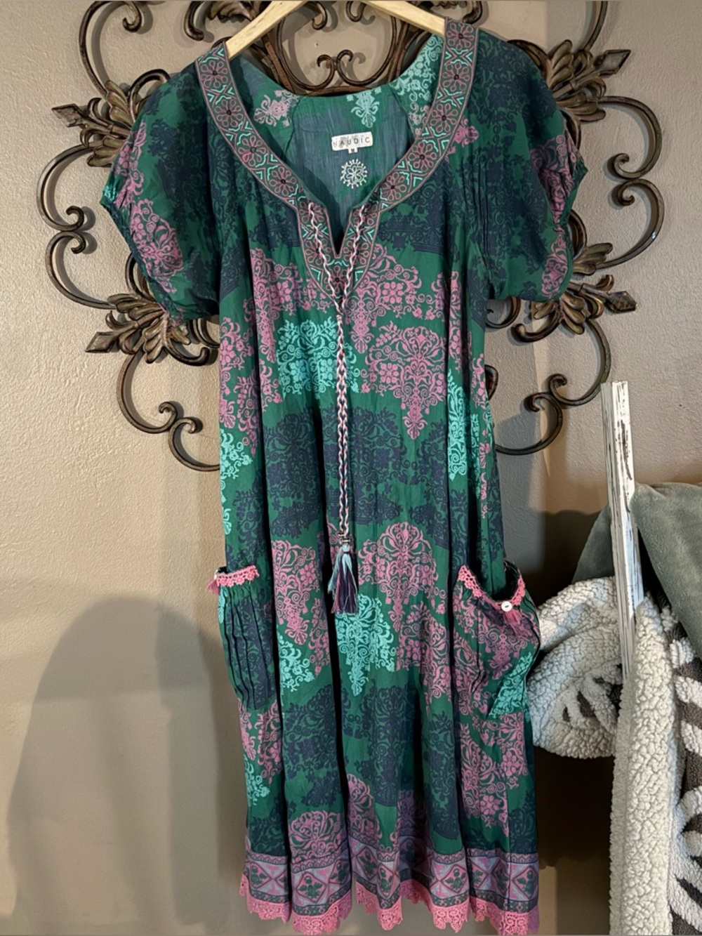 Naudic Embroidered Boho Dress